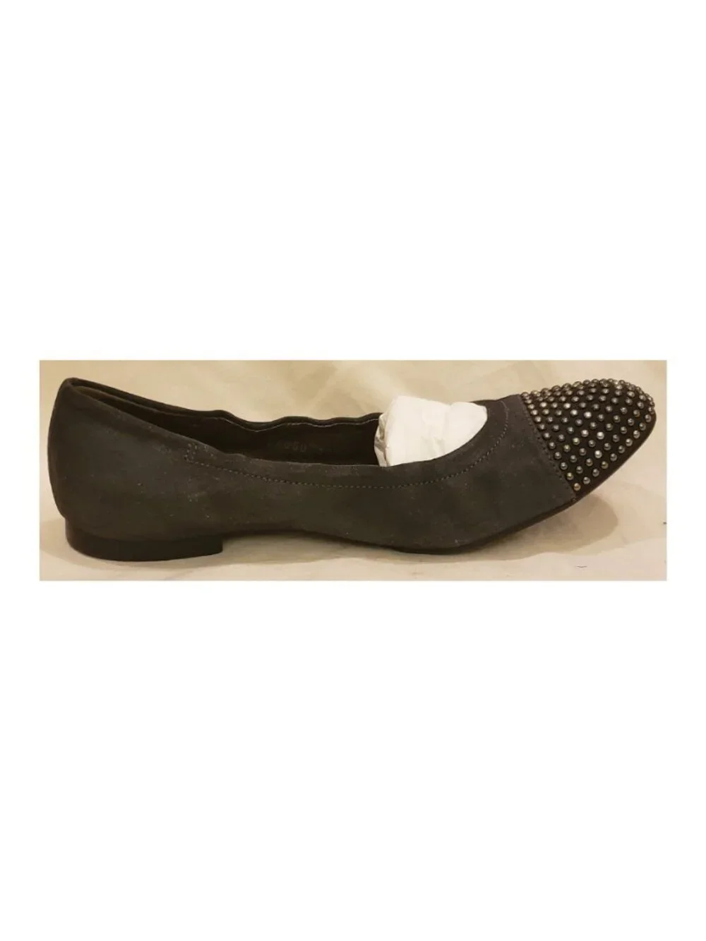AGL Italy Studded Ballet Flats Size-EU-39.5/US~9.5 Dark Gray Leather